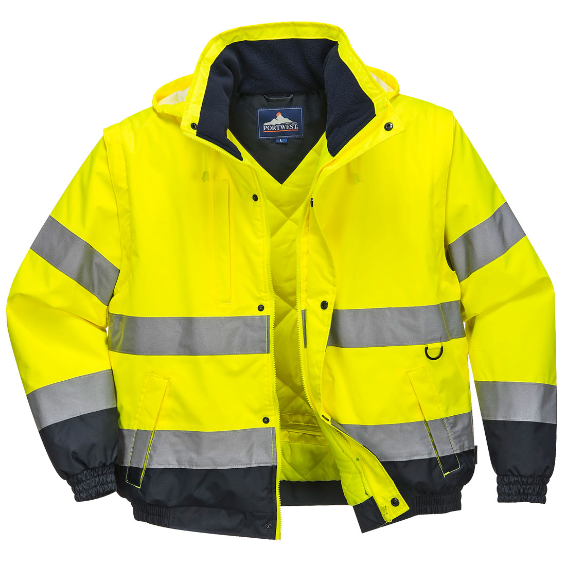 Hi-Vis 2-in-1 Contrast Bomber Jacket - Image 2