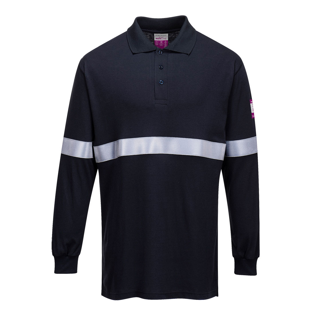 Featured Image for Flame Resistant Anti-Static Long Sleeve Polo Shirt with Reflective Tape