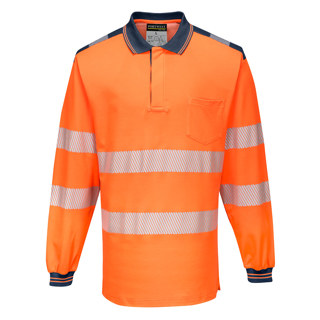 PW3 Hi-Vis Cotton Comfort Polo Shirt L/S - Image 2