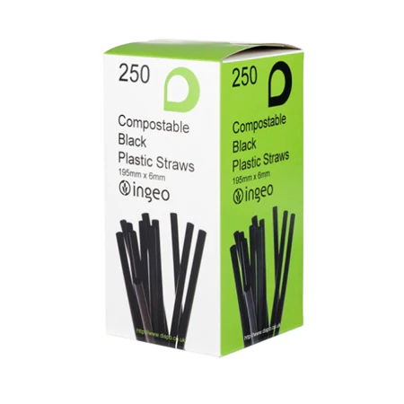 Featured Image for Compostable Jumbo Black PLA Bendy Straws