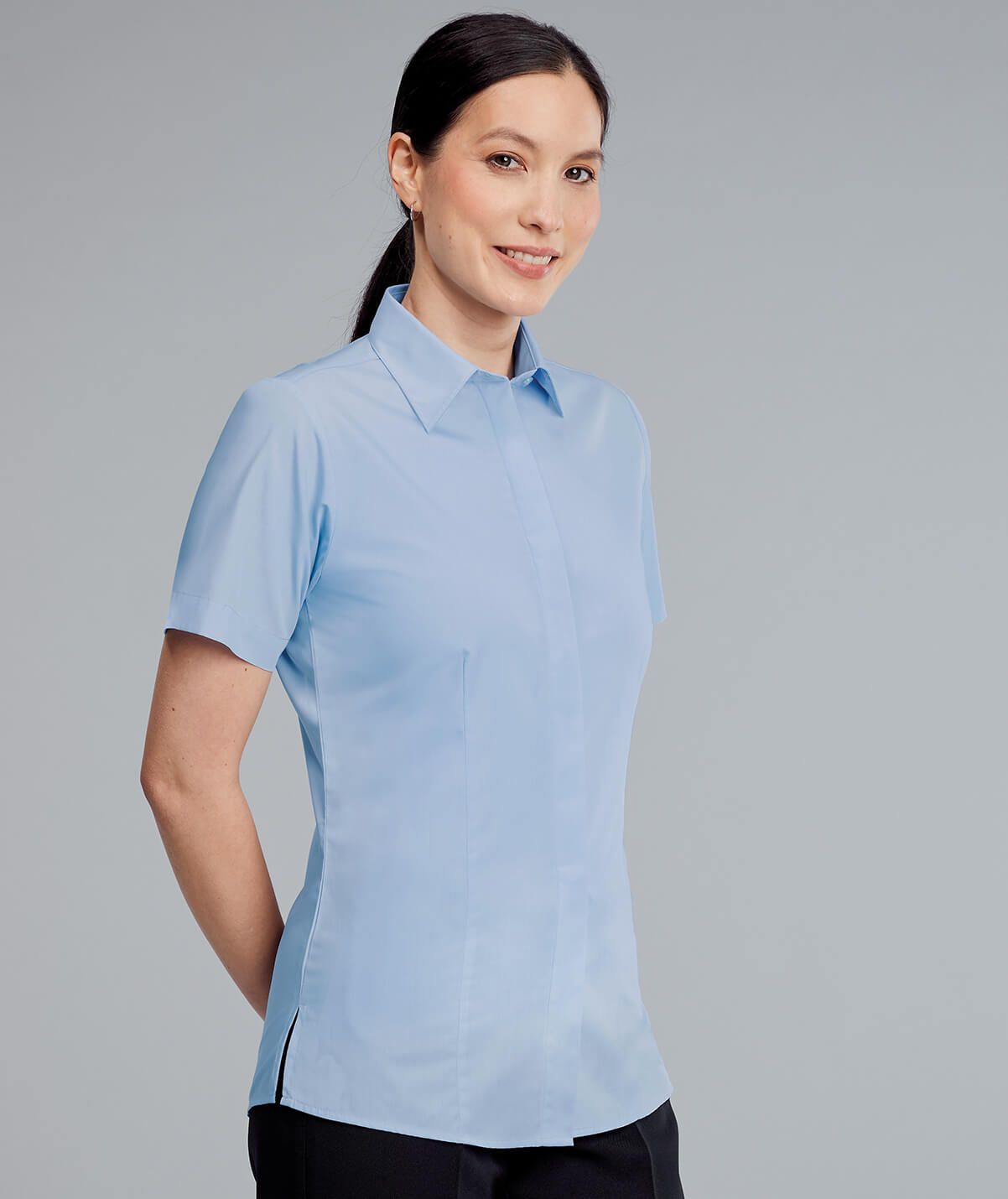Featured Image for Ladies Classic Fly Front Blouse Short Sleeve