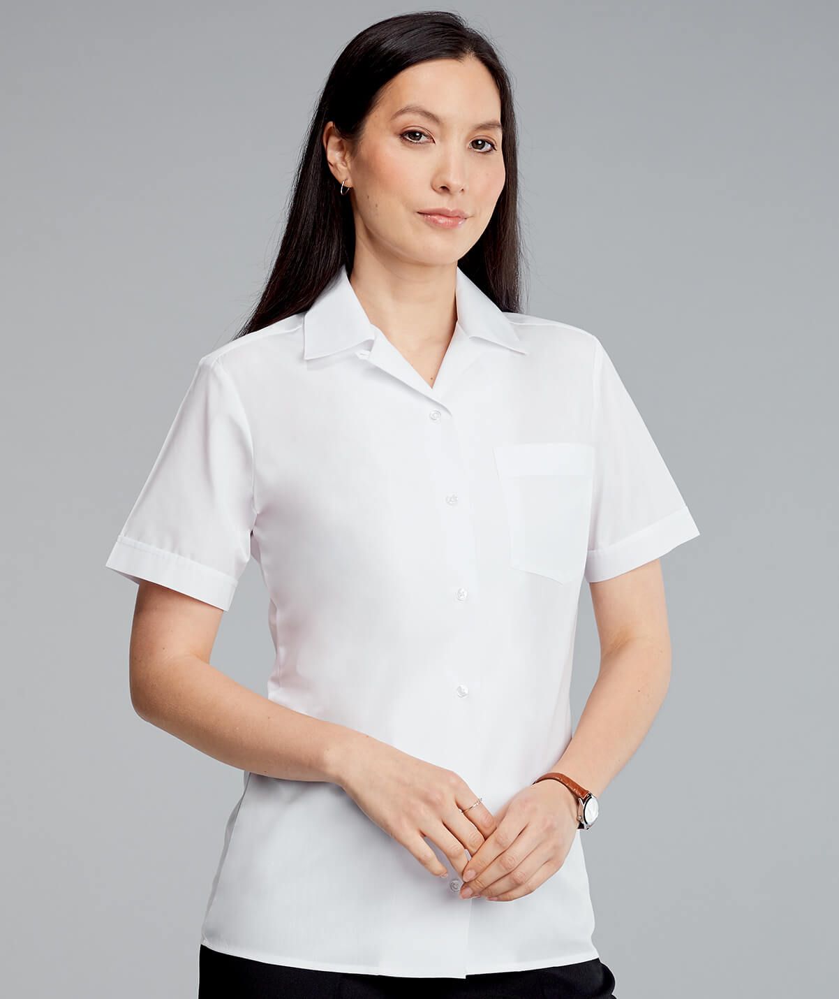 Featured Image for Ladies Revere Collar Blouse Short Sleeve