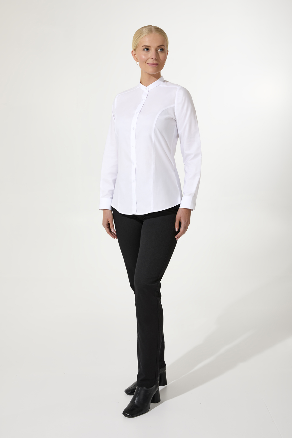 Featured Image for Ladies ‘Grandad’ Collar Blouse Long Sleeve