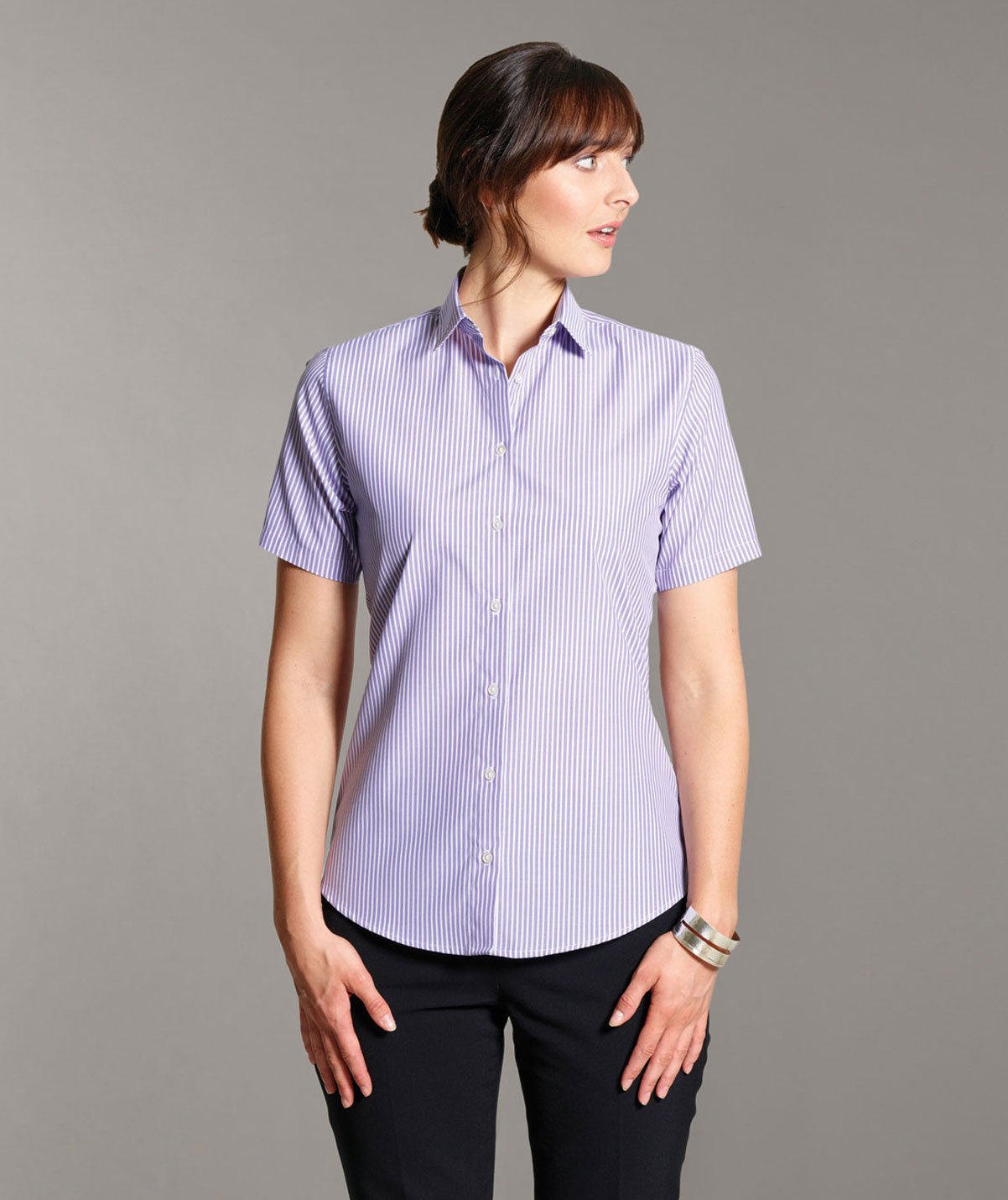 Iona Stripe Uniform Blouse Short Sleeve - Image 4